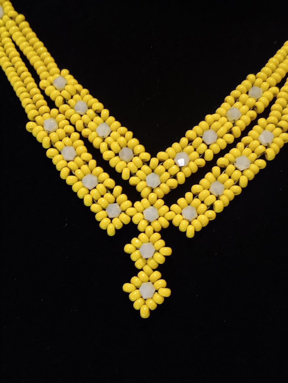 Handcrafted Yellow Beaded Statement Necklace